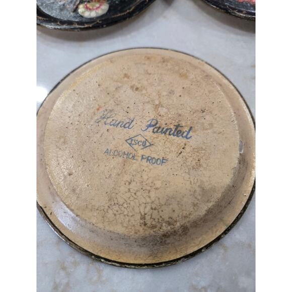 5 Vintage Metal Hand Painted Ashtrays ISCO Alcohol Proof - Picture 5 of 5